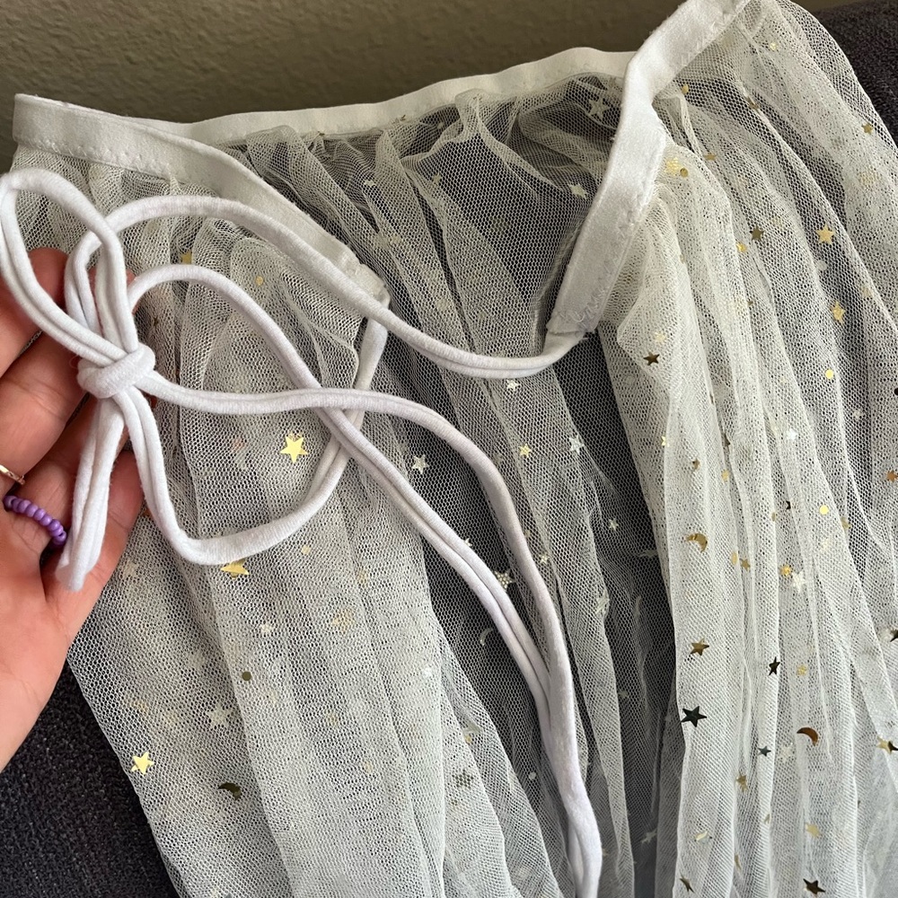 White Tulle Skirt with Gold Stars